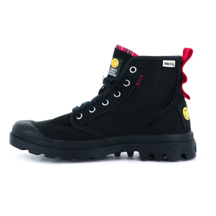 Palladium Pampa X Smiley 1970 Women's Boots Black | UK S031-GNW